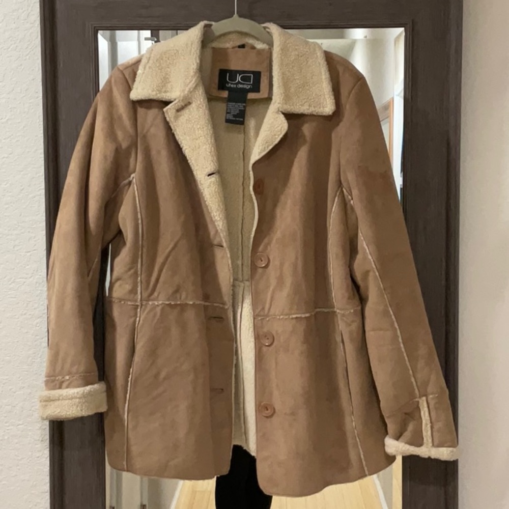 Vintage UTEX suede jacket camel tan beige like new soft large